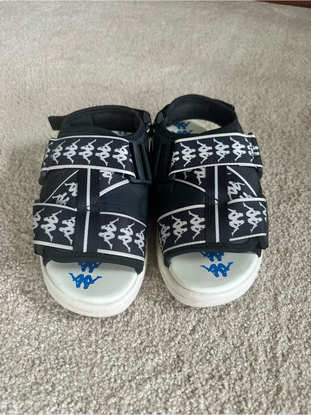 Kappa Black and White Logo Strap Sandals - Unisex
